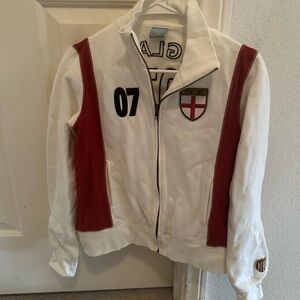 White and Red Women’s Zip-Up Bomber Jacket with England Crest